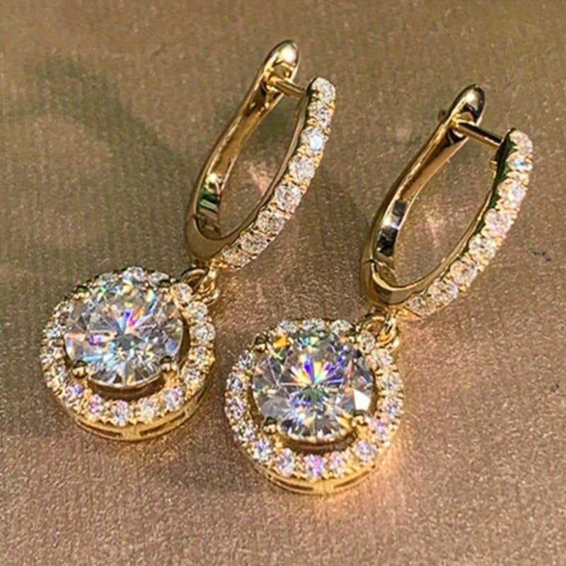 Elegant Round Drop Zirconia Earrings