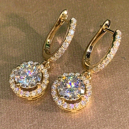 Elegant Round Drop Zirconia Earrings