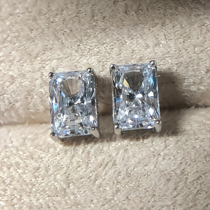 Elegant Square-Cut Zirconia Earrings