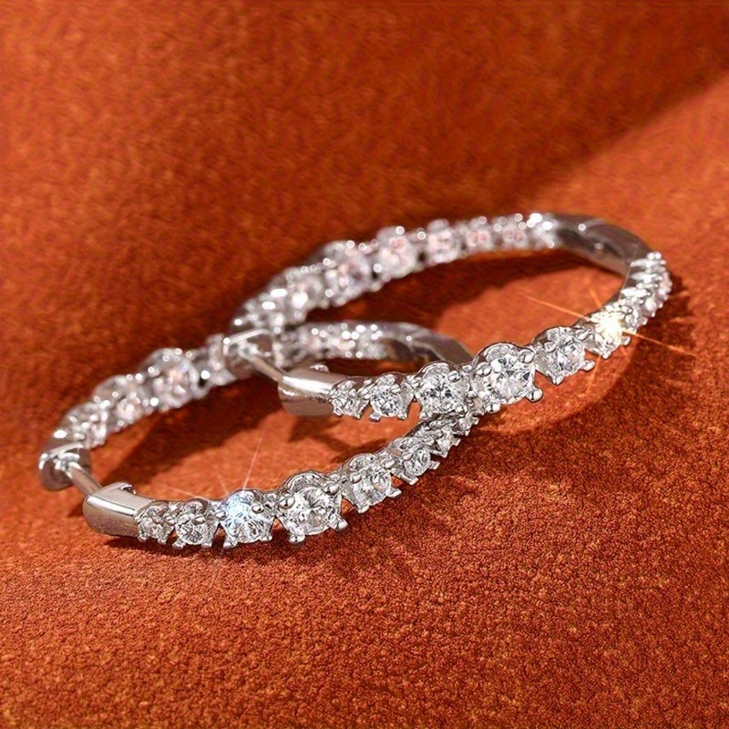 Elegant Round Zirconia Hoop Earrings