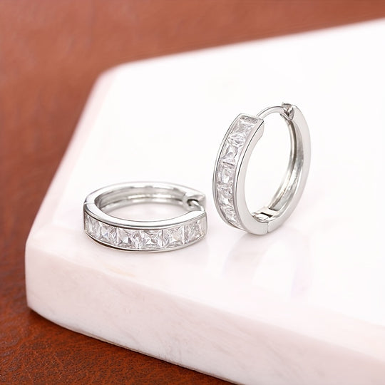 Elegant Minimalist Zirconia Hoop Earrings