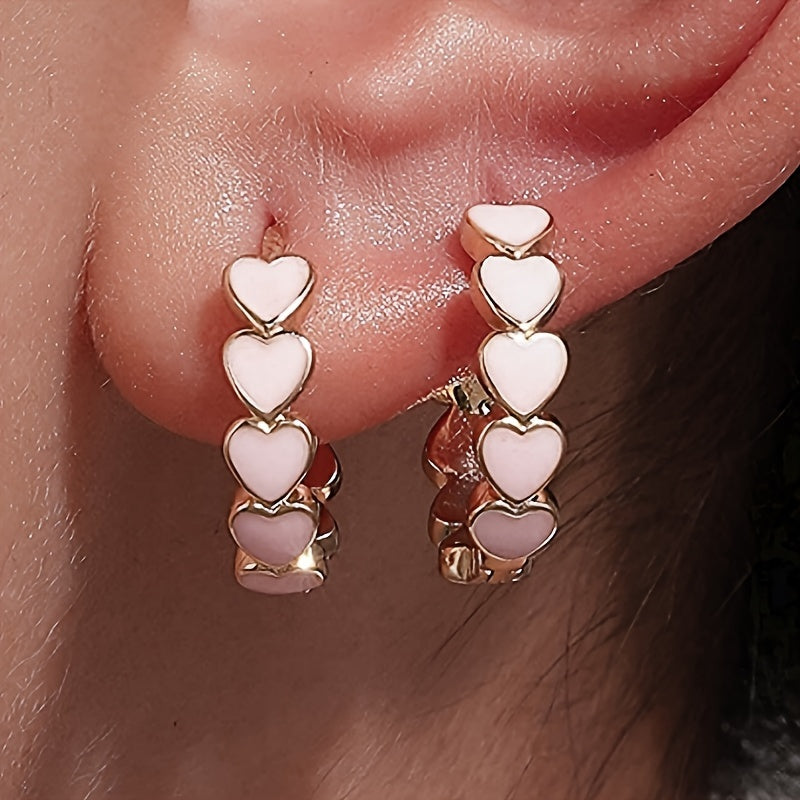 Boho-Chic Heart Zirconia Hoop Earrings