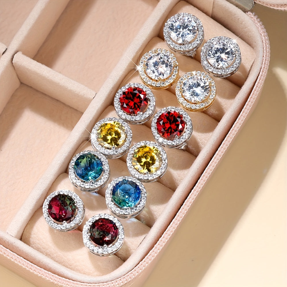 Elegant Round Cubic Zirconia Earrings