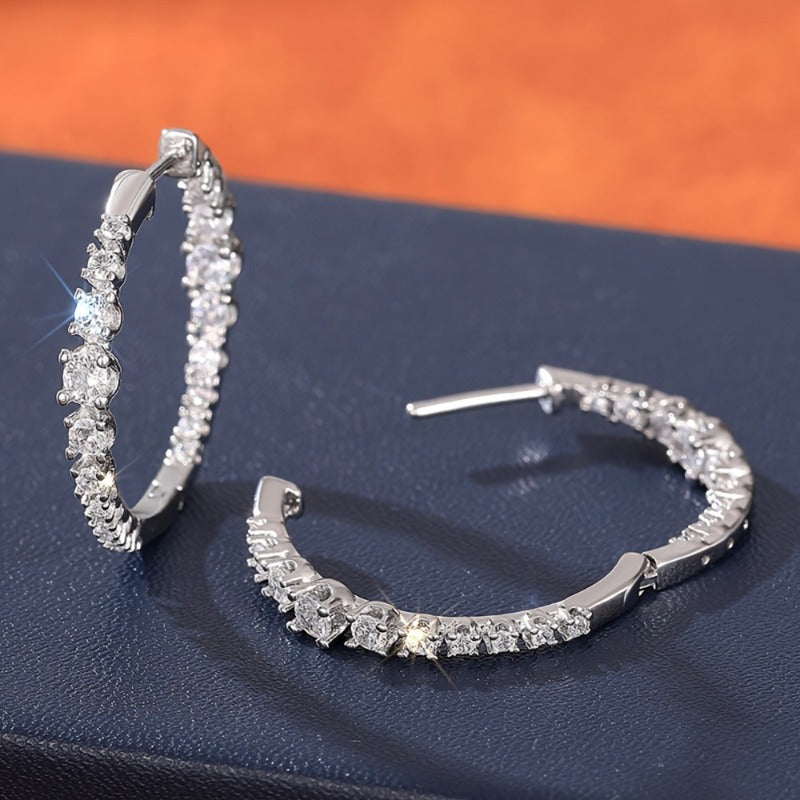Elegant Round Zirconia Hoop Earrings