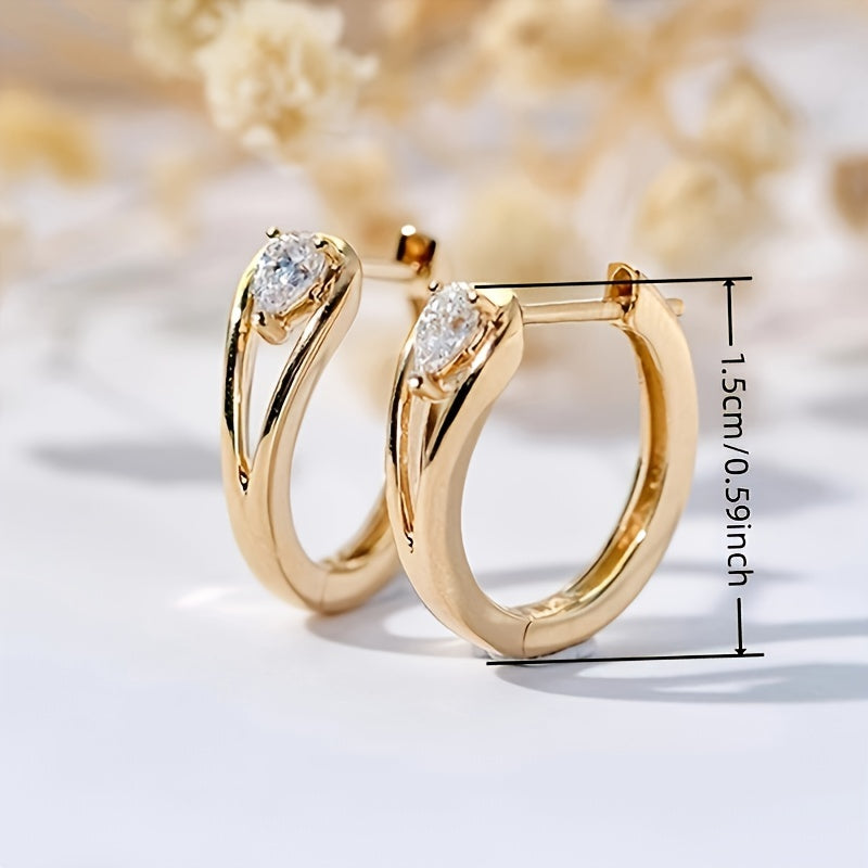 Elegant Geometric Cubic Zirconia Hoop Earrings