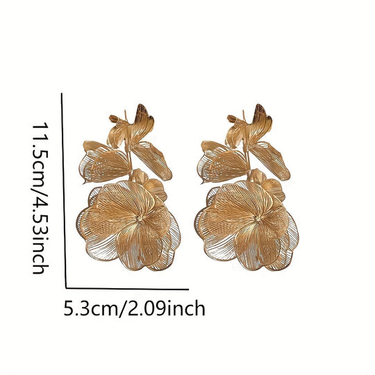 Floral Cutout Tassel Earrings