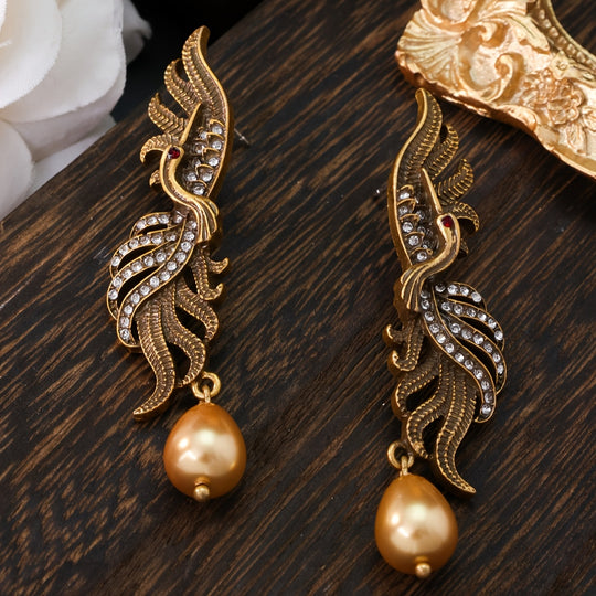 Vintage Phoenix Water Drop Rhinestone Earrings