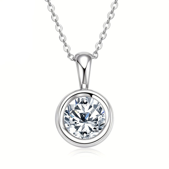 2-Carat 8mm Round Cut Moissanite Pendant Necklace