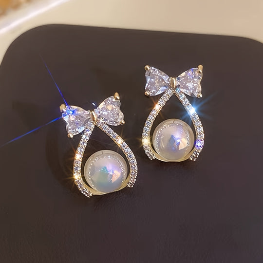 Heart-Shaped Bowknot Stud Earrings