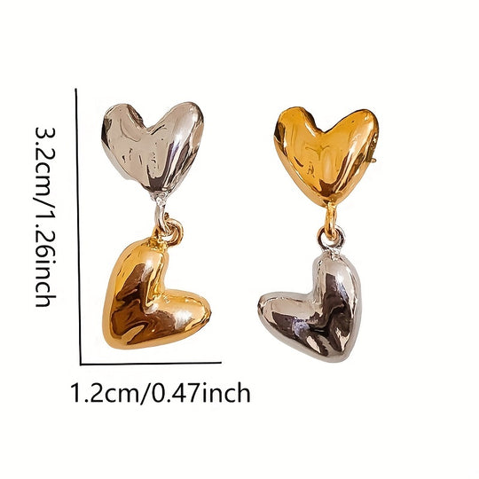 Glossy Heart Design Dangle Earrings