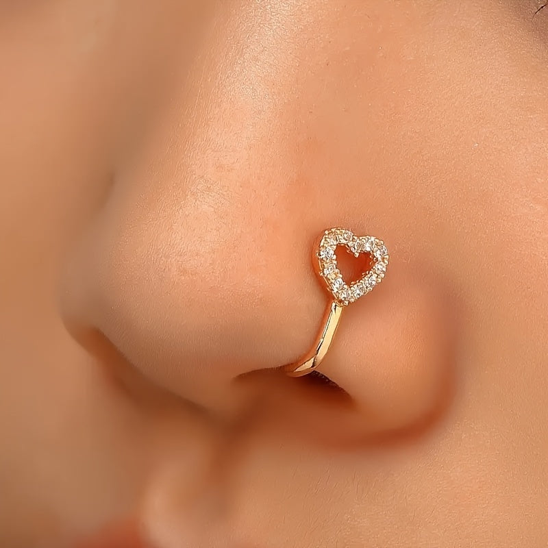 Elegant Hollow Heart Nose Ring