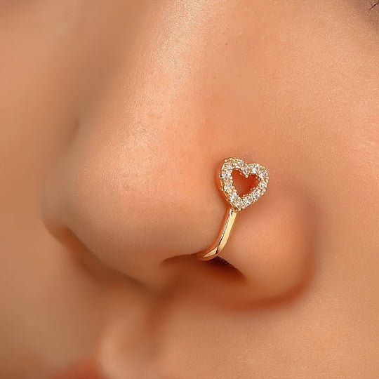 Elegant Hollow Heart Nose Ring
