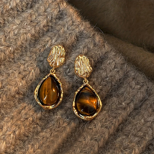 3 Pairs Elegant Brown Resin Earrings Set