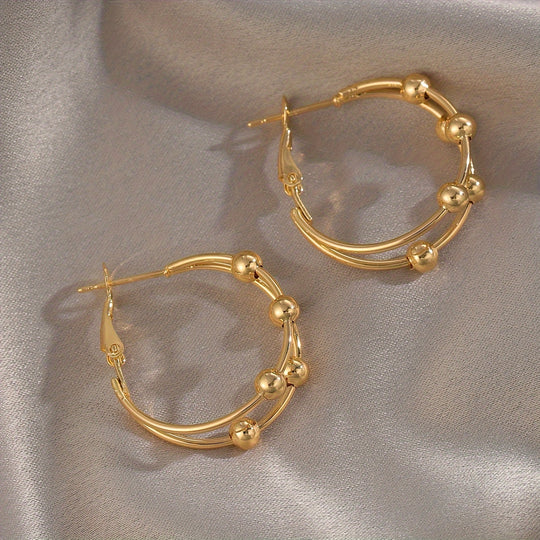 Fashionable Double Band Circle Earrings