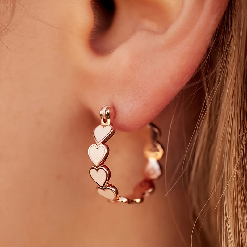 Boho-Chic Heart Zirconia Hoop Earrings