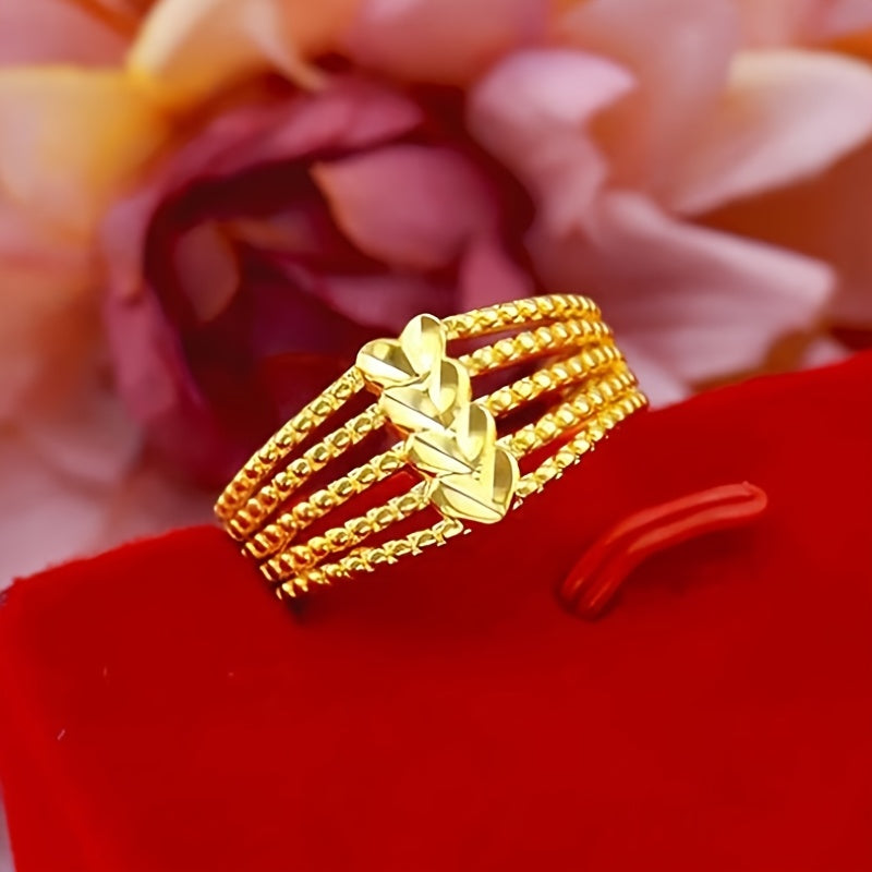 Adjustable Multi-Layer Heart Design Ring