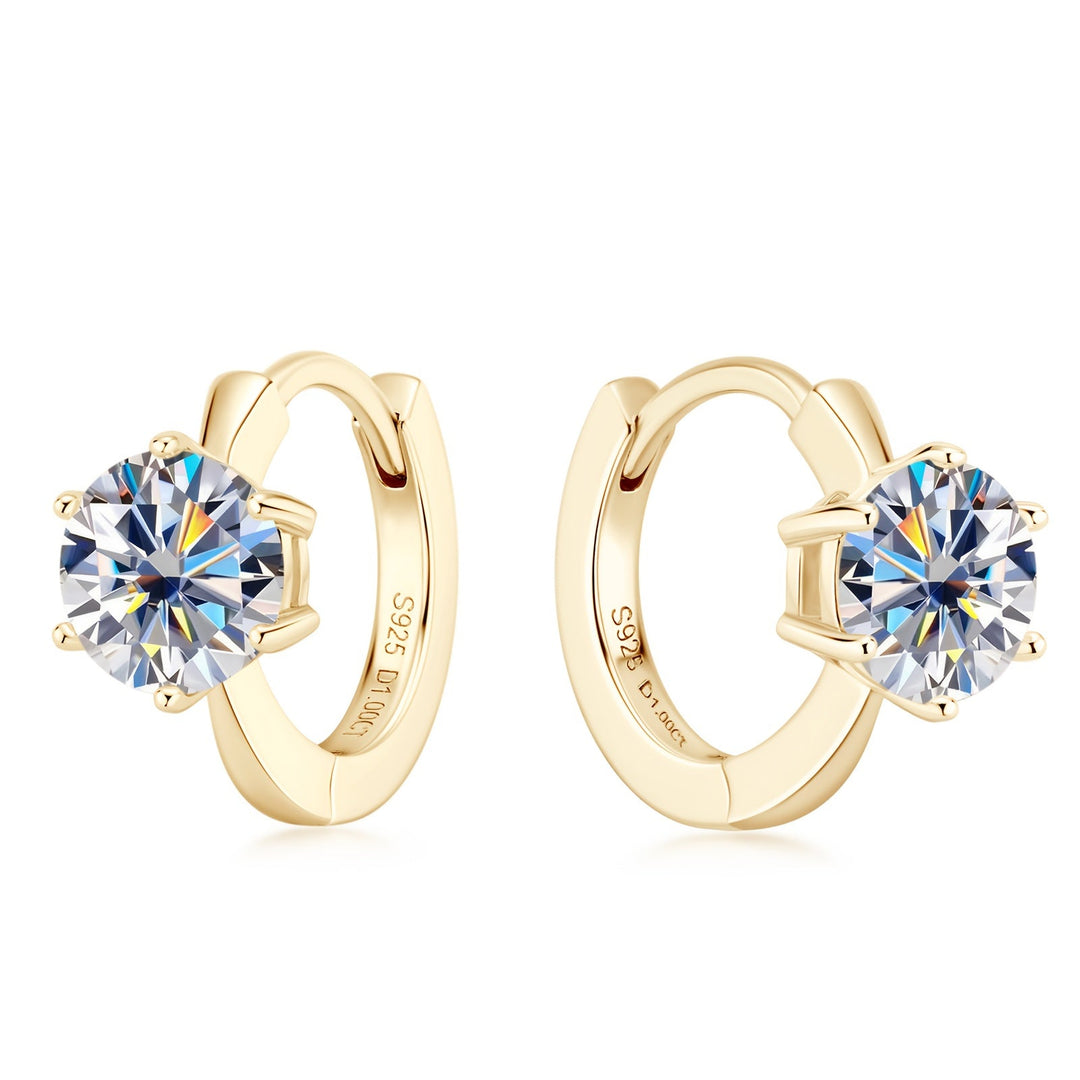 Round Moissanite Silver Earrings