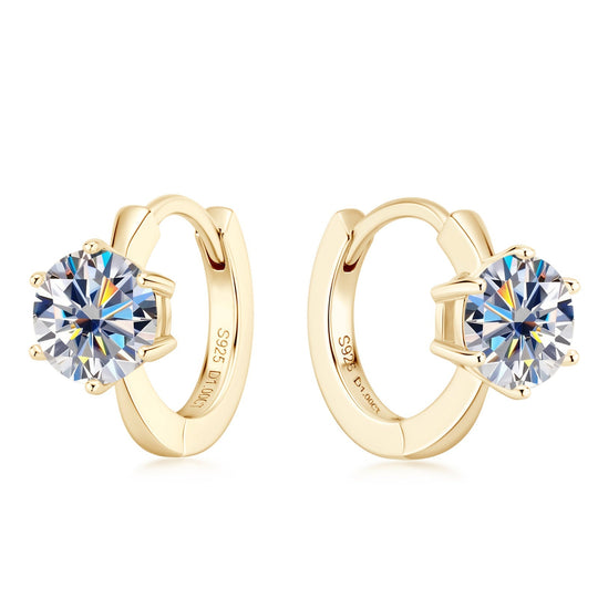 Round Moissanite Silver Earrings