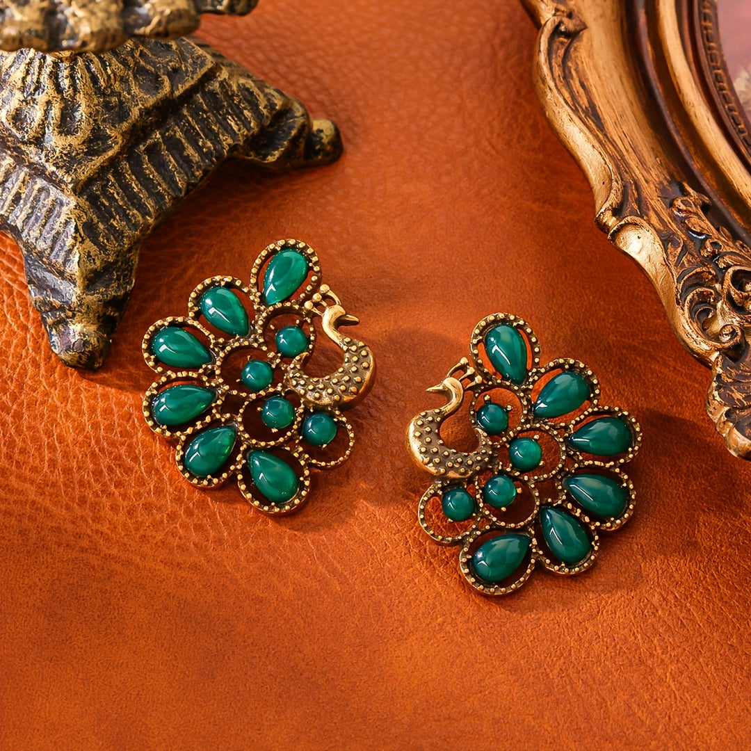 Vintage Elegant Peacock Stud Earrings