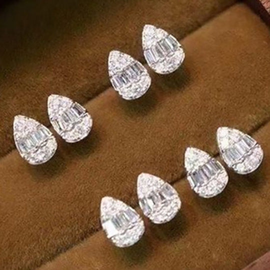 Stylish Zirconia Water Drop Stud Earrings