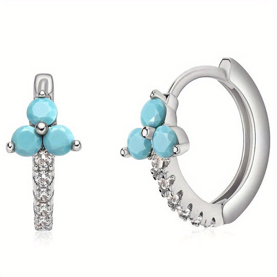Boho-Inspired Blue Zirconia Hoop Earrings