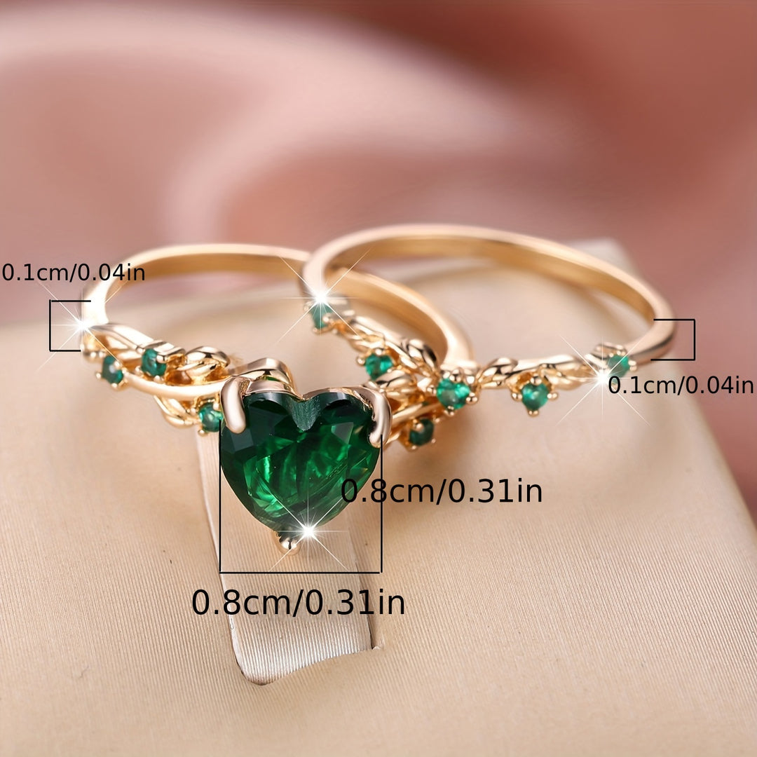 Elegant Heart Shape Ring Set