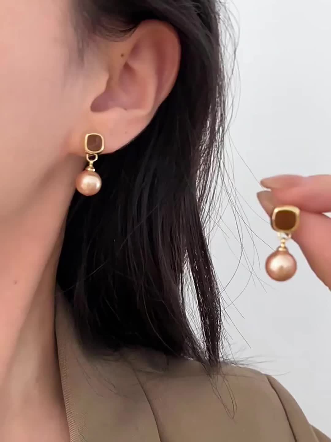 French Champagne Faux Dangle Earrings