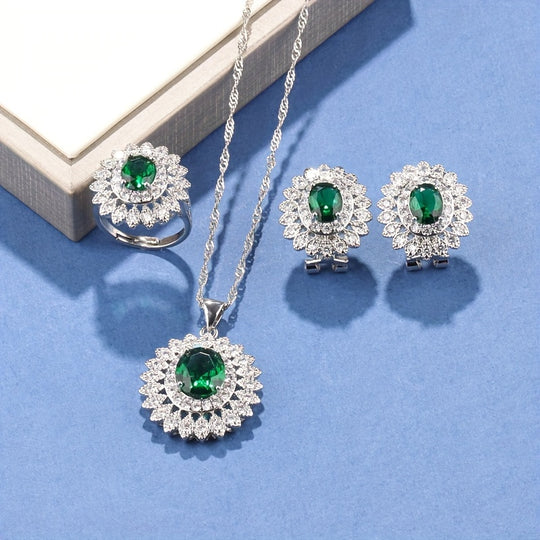 4-Piece Sunflower Zirconia Jewelry Set