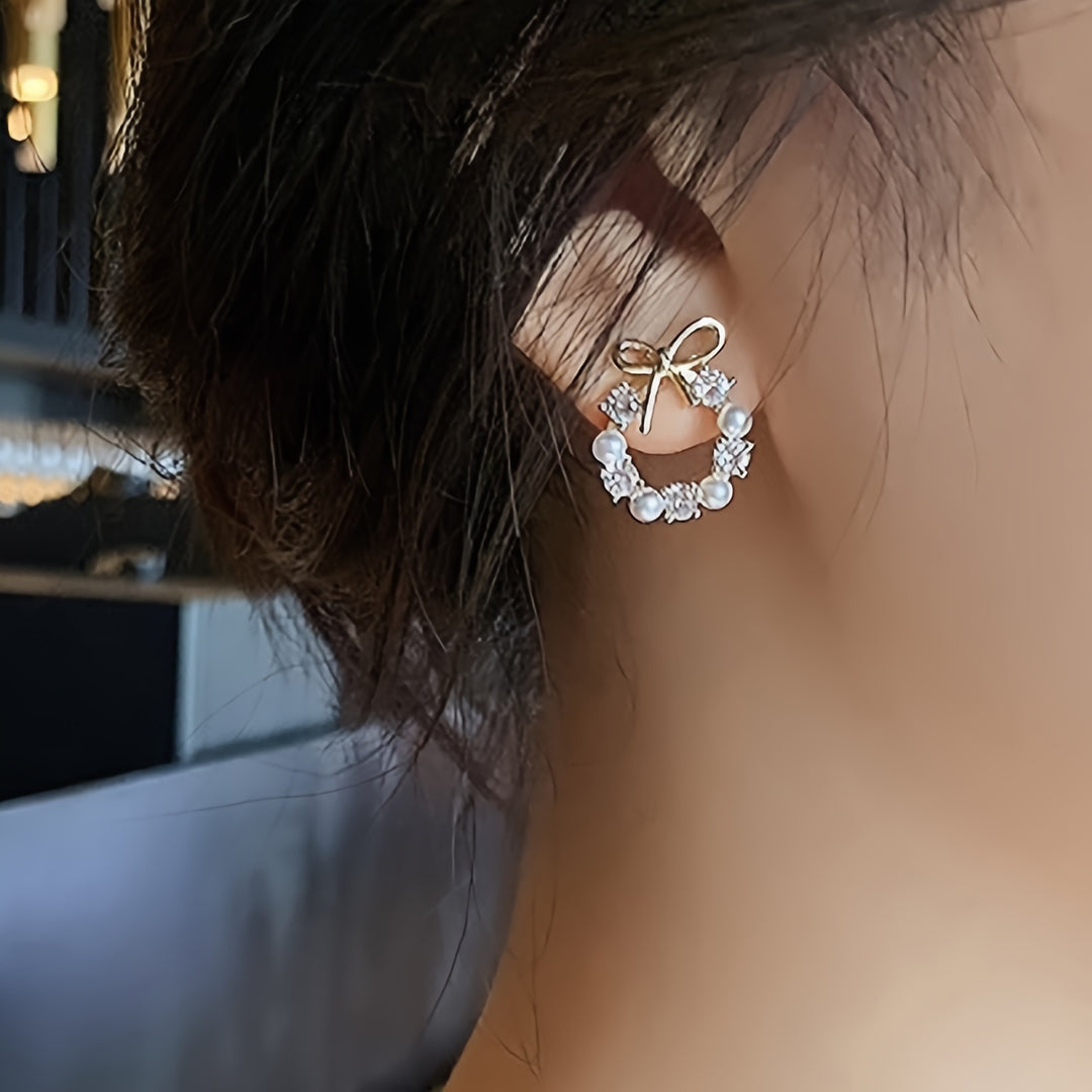 Elegant Bow Circle Hoop Earrings