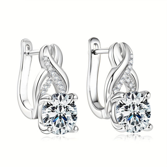 Round Silvery 8mm Moissanite Earrings
