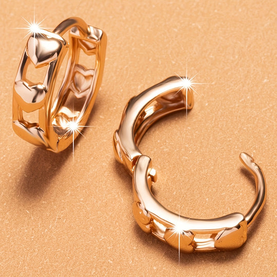 Elegant Rose Gold Heart Hoop Earrings