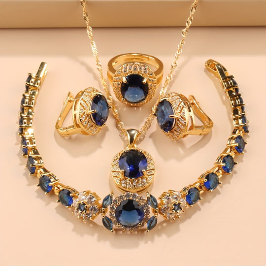 5-Piece Luxury Zirconia Bridal Jewelry Set