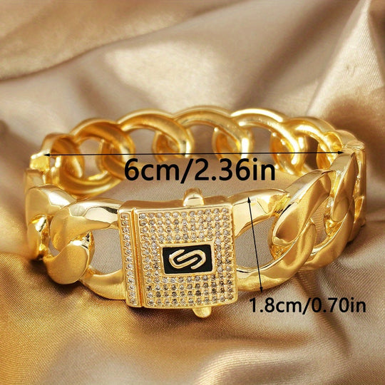 Elegant Golden Wide Braided Bracelet