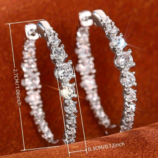 Elegant Round Zirconia Hoop Earrings
