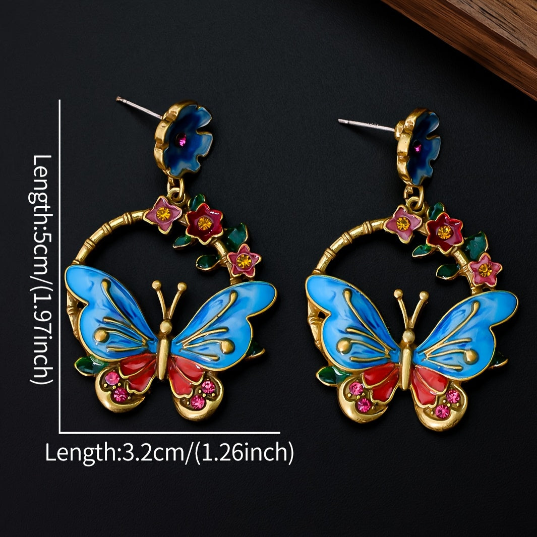Vintage Butterfly Enamel Earrings