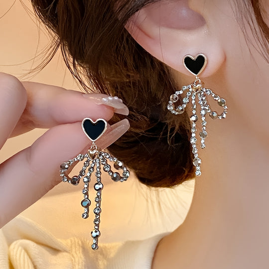 Elegant Heart-Shaped Bow Earrings