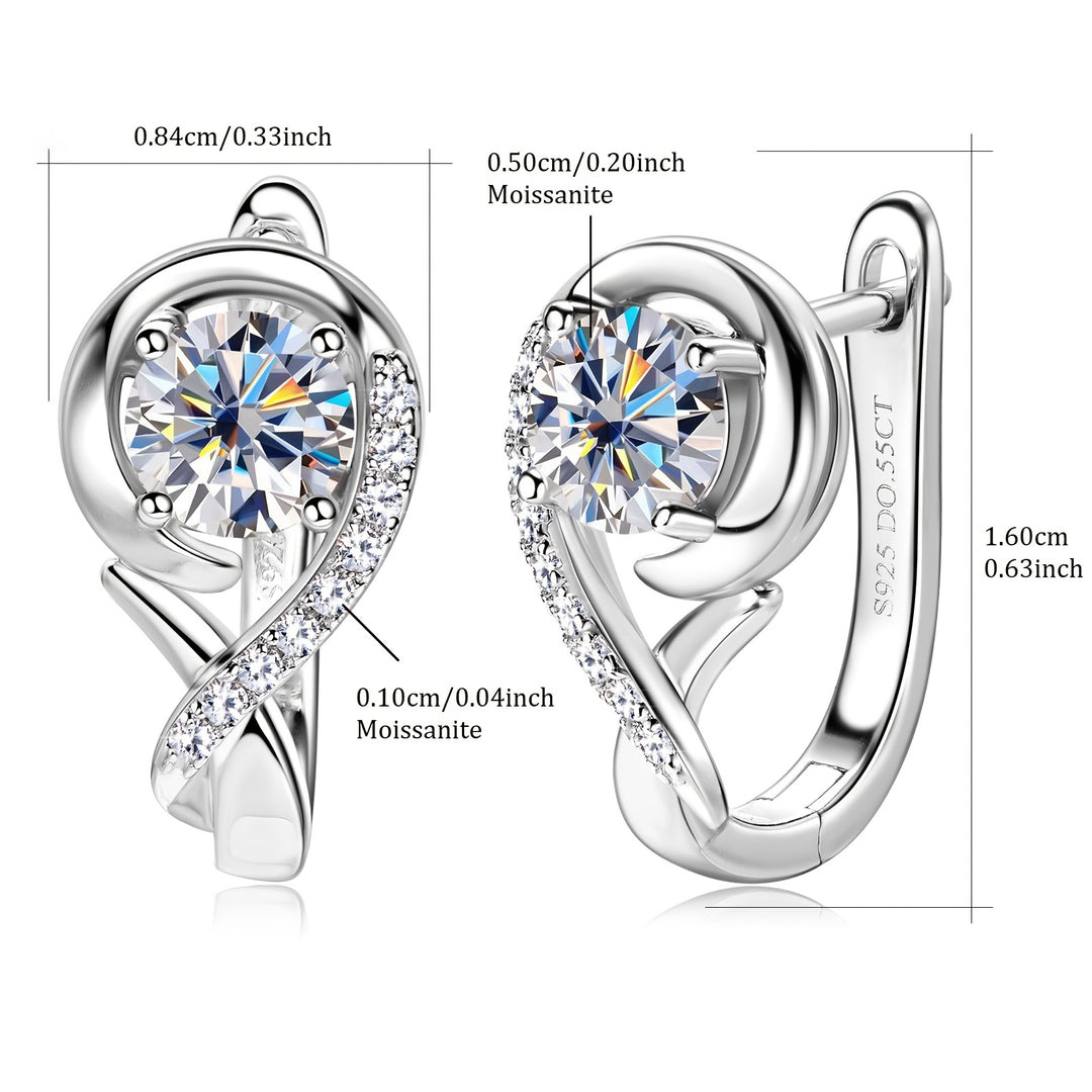 Elegant Moissanite Silver Rose Flower Hoop Earrings
