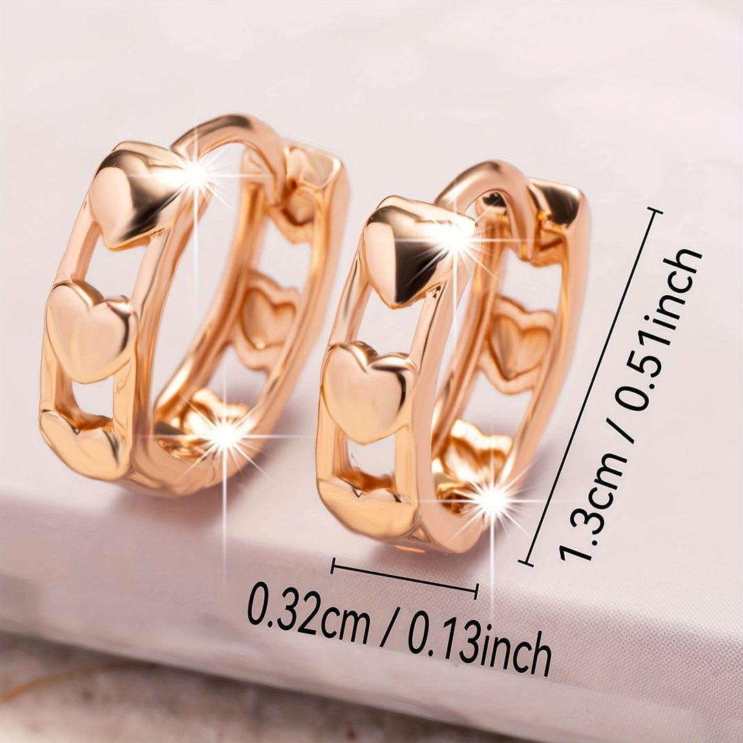 Elegant Rose Gold Heart Hoop Earrings