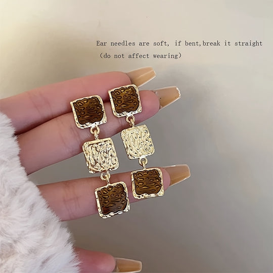 Retro Square Long Earrings