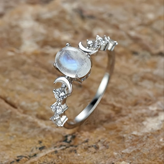 Genuine Moonstone Silver Ring