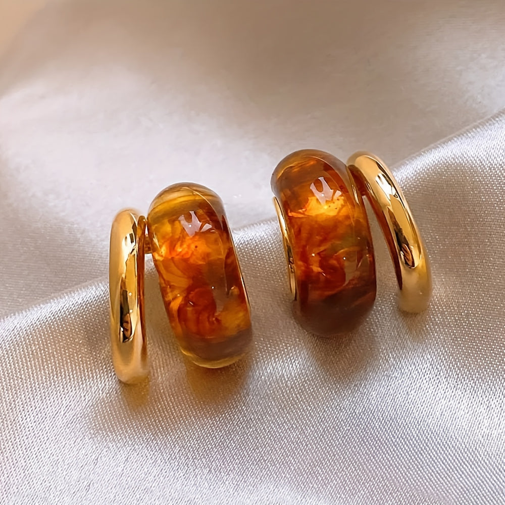 Pair Double-Layered Resin Earrings