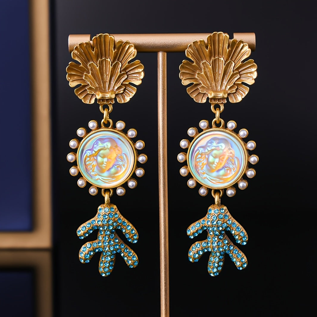 Vintage Shell & Cactus Earrings