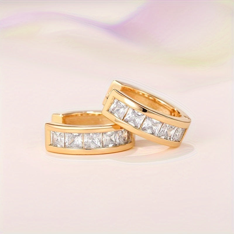 Simple Sparkling Zirconia Hoop Earrings