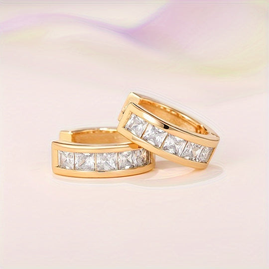 Simple Sparkling Zirconia Hoop Earrings