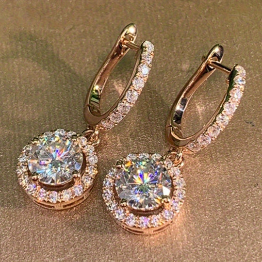 Elegant Round Drop Zirconia Earrings