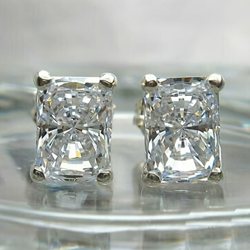 Elegant Square-Cut Zirconia Earrings