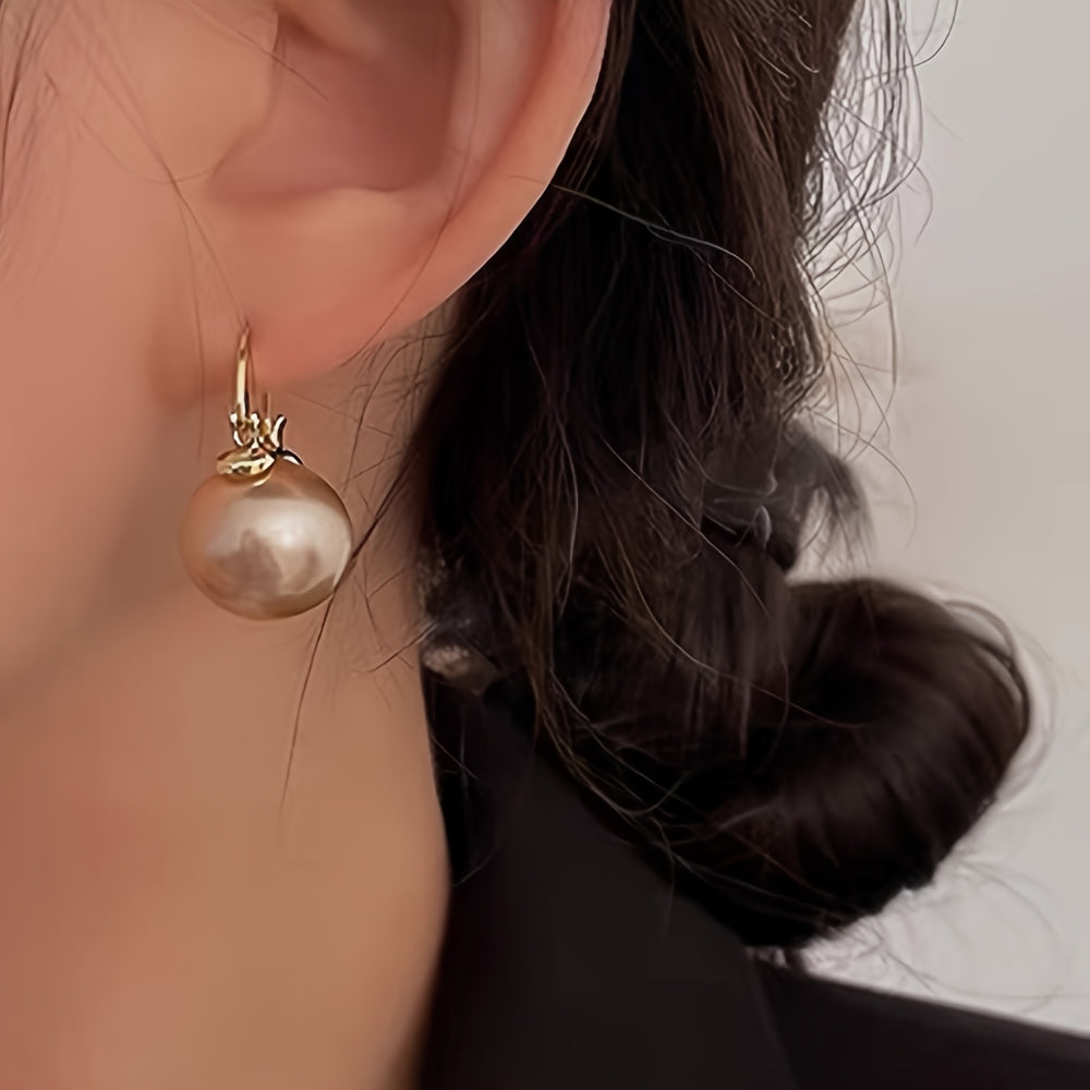 Elegant Faux Pearl Hoop Earrings