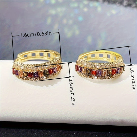 Trendy Topaz & Zirconia Hoop Earrings