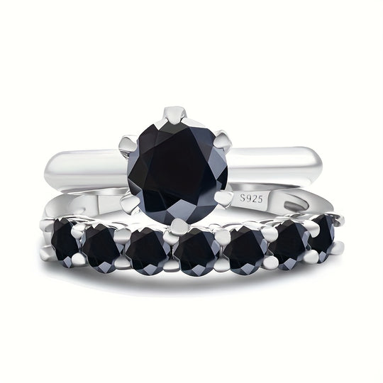 Classic French-Style Stackable Moissanite Ring Set