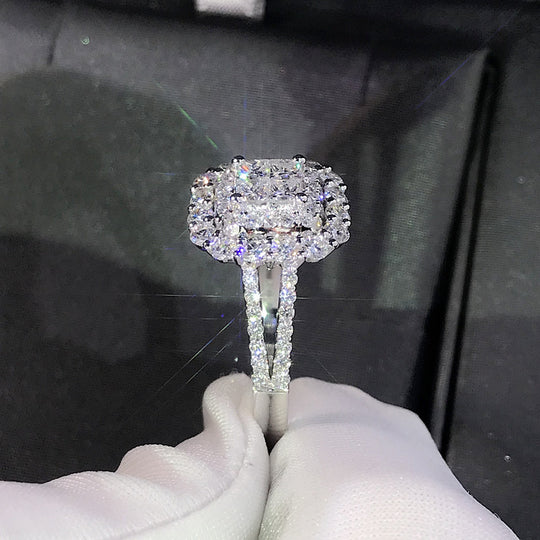 Square Halo Zirconia Bridal Ring